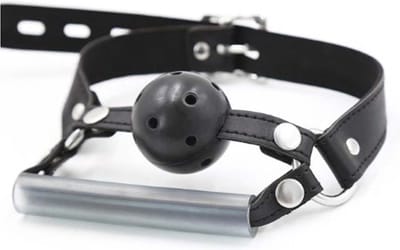 Smart Moves - Breathable ball gag met kin strap - Zwart