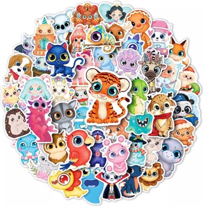 Akyol Grappige Dieren Stickers 50 Stuks | Big-Eyed Stickers | Grappige Stickers | Dieren | Grote Ogen | Laptop Stickers | Decoratie | Stickers Kinderen | Stickers Volwassenen | Plakstickers | Stickers Bullet Journal | Planner Stickers