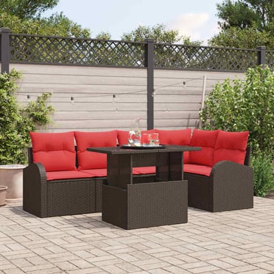 vidaXL - Tuinbank - Set - 6 - st - 5-Aantal - zitplaatsen - Bruin - en - Rood