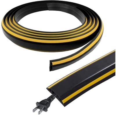 REN® Kabelmat - Kabelgoot Zelfklevend - 4 Meter - Kabelbrug - Kabelbeschermer - Zwart - ‎400cm x 4cm x 1cm