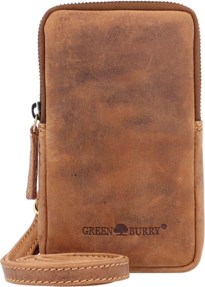 GREENBURRY telefoontasje schoudertas Vintage Mobile Phone Sling Case Brown bruine