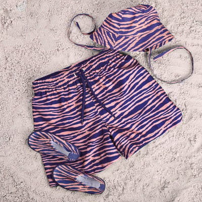 Swim Essentials Zwembroek - Blauw/Oranje - Vibrant Stripes - 134/140