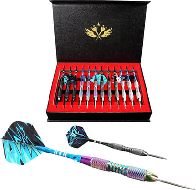 Metalen Darts Set - Stalen Pijlen - Dartspel Spelen - Antislip Iron Barrel - 12 Stuks 22g - Multicolor Zilver