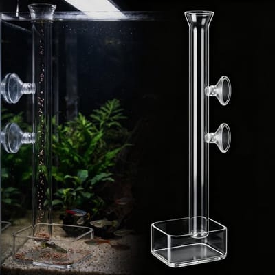 Voedertube 30 cm - Voederschaal - Garnalenvoer - Bodemdieren - Krasbestendig - Hoogwaardig borosilicaatglas - Voederdispenser