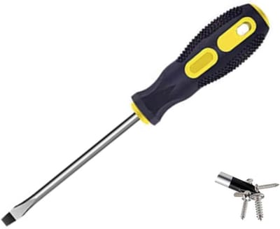 Platte Schroevendraaier - Sleufkop Gereedschap - Klus Klussen - Magnetische Punt - 6mm Kop 15cm - Zwart Handvat