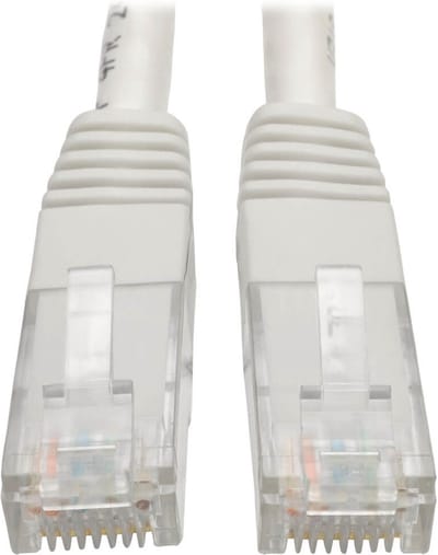 Tripp-Lite N200-003-WH Premium Cat5/5e/6 Gigabit Molded Patch Cable, 24 AWG, 550 MHz/1 Gbps (RJ45 M/M), White, 3 ft. TrippLite