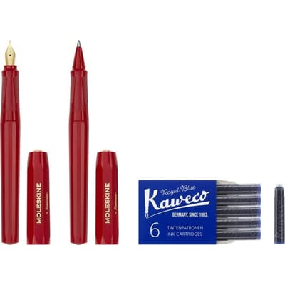 Moleskine x Kaweco Vulpen x Balpen Set V-vormig (Rood) brown