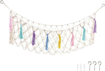 Speelgoed Net Hangmat - Knuffel Opberger - Speelgoed Ordenen - Boho Wandmontage - 150x40 cm - Kleurrijk