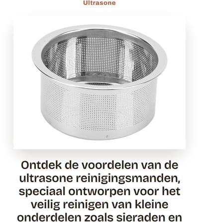 Dailygoods- Reinigingsmand Roestvrij staal 304 - Ultrasone Houder - Wasmand voor Kleine Onderdelen - Sieraden - Horlogeonderdelen - Duurzaam en Betrouwbaar - Sieradenmand