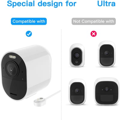 Câble d'alimentation pour Arlo Ultra 4K UHD Câble de charge magnétique Chargeur étanche sans prise pour usage intérieur et extérieur 6M 9meter / 29.5ft blanc