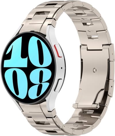 By Qubix - smartwatch bandje - geschikt voor Samsung Galaxy Watch bandje - 20mm - Titanium band met aansluitknop - Titanium kleur - Geschikt voor Samsung Galaxy Watch 6 - 6 Pro - Watch 5 - 5 Pro - 4 - 4 Classic