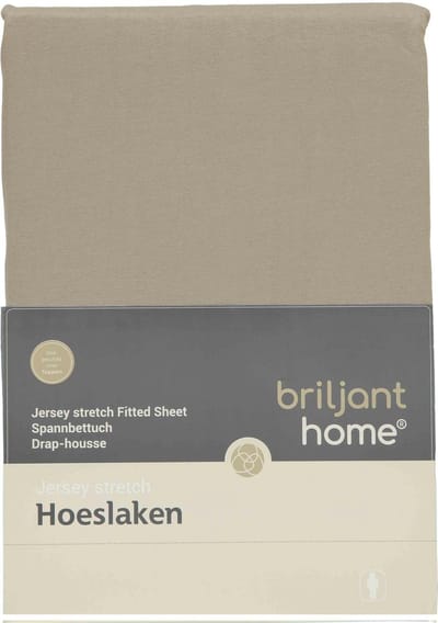 Briljant Home Hoeslaken Jersey 140 x 200 - Taupe