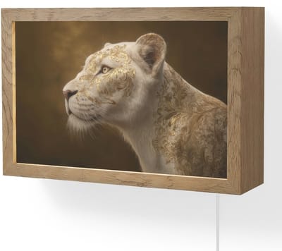 Wandlamp 30x20 cm - Oplaadbaar - Leeuwin - Bloemen - Wit - Goud - Wandlampen binnen woonkamer - Slaapkamer lamp met kabel - Decoratieve nachtlamp - Vloerlamp snoer