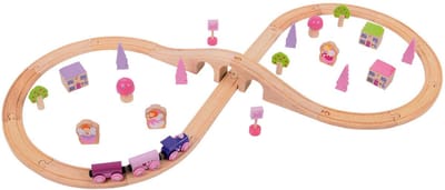 Bigjigs Wooden Train Set - Pink 40pcs.