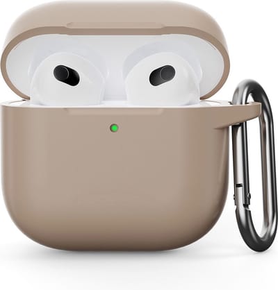 Coverup Hoesje - Geschikt voor AirPods 4 Hoesje - Coverup Siliconen AirPods Case met Sleutelhanger - Zand