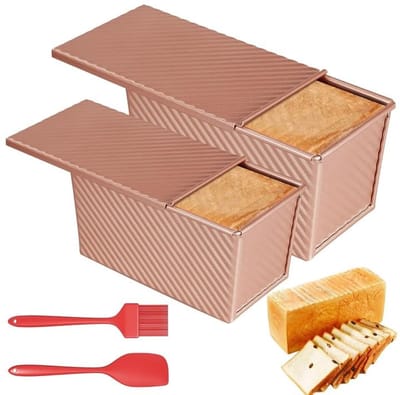 Dailygoods- Broodvorm met Deksel - 2 Stuks - Bakplaat voor Cake - Antiaanbaklaag - Koolstofstaal - Afmetingen 20,8x12x11 cm - Bakvorm