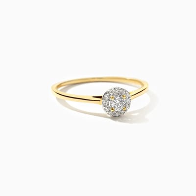 Blush Gouden Ring LG1023Y/52 | lab grown diamant ring met entourage zetting, stijlvolle glinsterende sieraden, 14k geel goud en Wesselton steen | dames ring