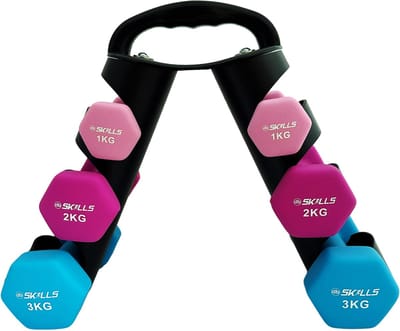 Weekenddeal nu € 59,95 Dumbbells 1,2,3 kg set gewichtenset van 2 gewichten van 1 kg 2 gewichten van 2kg en 2 gewichten van 3 kg nu van € 74,95 voor €59,95 Dumbell rek met dumbbells 1 kg, 2kg en 3kg - Dumbbell toren met gewichten - neopreen dumbbells