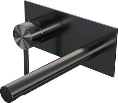 Brauer Gunmetal Edition inbouw wastafelmengkraan met rechte uitloop en afdekplaat model A2 gunmetal geborsteld PVD