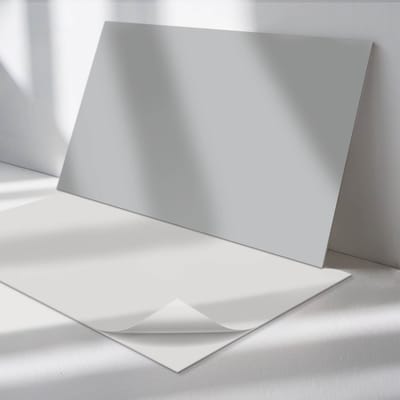 Wallfluent Vinyl Tegels - Kleur Lichtgrijs Vinyl Wandtegels - 40 cm x 20 cm - Uniform PVC Tegels - Set van 10 - Rechthoek PVC Tegels - Patroon Plaktegels - Wand PVC Tegels - Plaktegels Keuken en Badkamer
