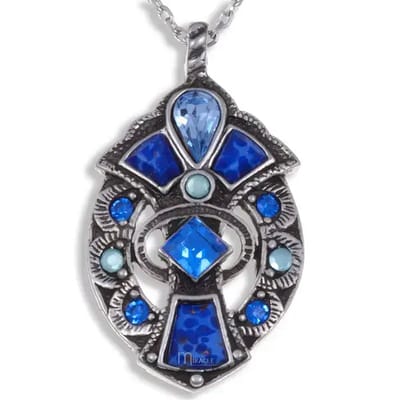 St Justin, Hanger, Ovalen hanger met blauwen kristallen (MPP949B)