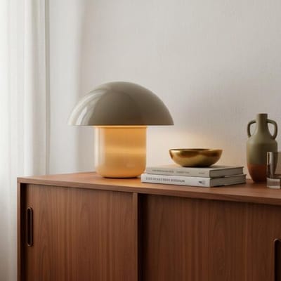 LUSENZ Javera - Mushroom lamp 25 cm - Dressoir lamp - Wit metaal - E14 fitting - Met aan/uit-schakelaar