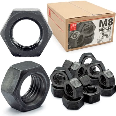 LUN FIX - Zeskantmoer M8 - 5 Kg (ca. 1100 Stk.) - DIN 934 - Sterkte 6 - Regelgewinde - moeren voor schroeven