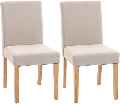 Pugsdrly - Eetkamerstoelen - Set van 2 moderne stoelen - Linnen bekleding - Gestoffeerde zitting en rugleuning - Poten van rubberhout