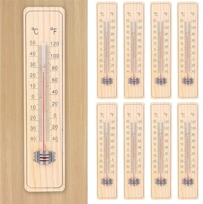Houten Kamerthermometer voor Binnen en Buiten - Analoge Weerbestendige Thermometer met °C en °F Weergave