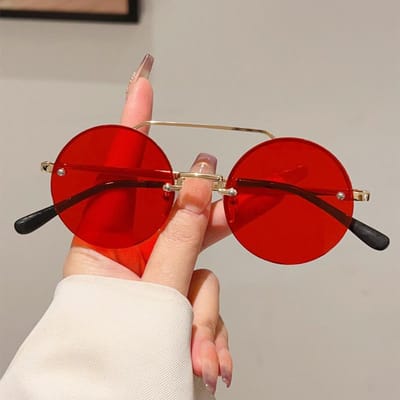 Klassiek y2k Groot Brilmontuur Montuur Rond Steampunk Zonnebril Brillen Dames Voor Heren Populair Luxe Ontwerper Stijl Stijl Zon Zonnebrillen Punk As the picture red