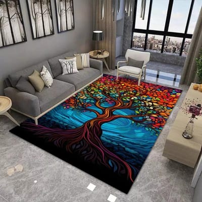 Kleurrijk Boom Print Groot Vloerkleed Antislip Slijtvast Tapijt voor Woonkamer Slaapkamer Zachte Vloermat Home Decoratie Mode 40x60cm gray