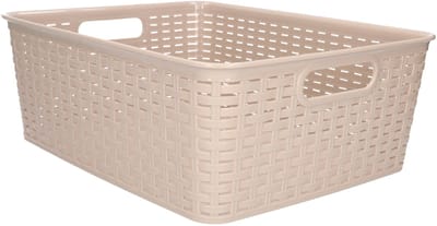 Plasticforte Opbergmand - Kastmand - rotan kunststof - beige - 12 Liter - 30 x 37 x 13 cm