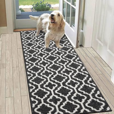 Zwarte Loper 50 x 150 cm Antislip Wasbare Hal Runner Smalle Tapijten voor Hal en Keuken