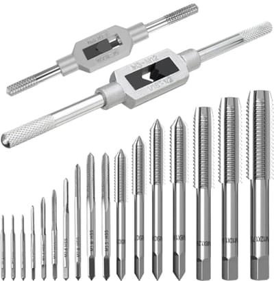 Metrische tapset voor schroefdraadbewerking - 8-delige set met verstelbare kraanwrench