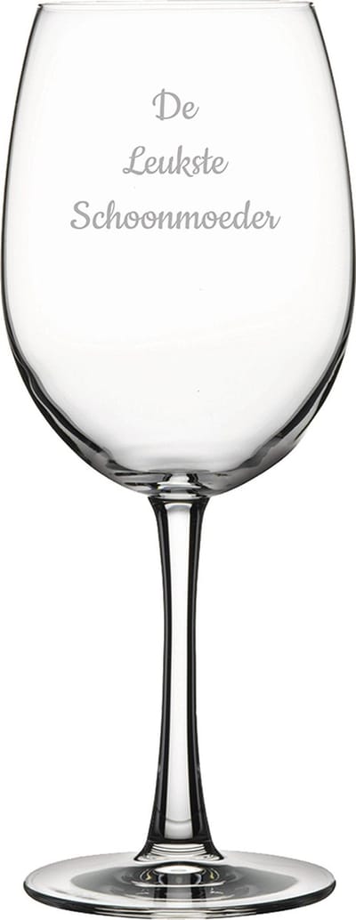 Gegraveerde Rode wijnglas 46cl De Leukste Schoonmoeder