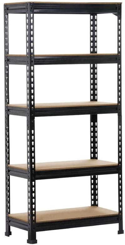 Opbergrek Metaal 5-Laags - Zwaar Belastbaar Magazijnrek met MDF Planken - Schroefloos Stellingrek voor Garage Kelder Werkplaats - Verstelbare Opslagkast Rek Garagekast Bergingrek 150x70x30 cm