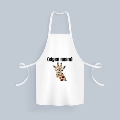 Akyol - giraffe met eigen naam Keukenschort - Giraffe - giraffe liefhebbers - dieren liefhebber - leuk cadeau voor iemand die houdt van giraffen - cadeau - kado - 82 bij 71 cm