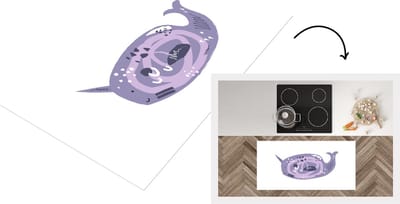 Keukenloper - Loper keuken - Pastel - Narwal - Paars - 120x60 cm - Keukenloper vinyl