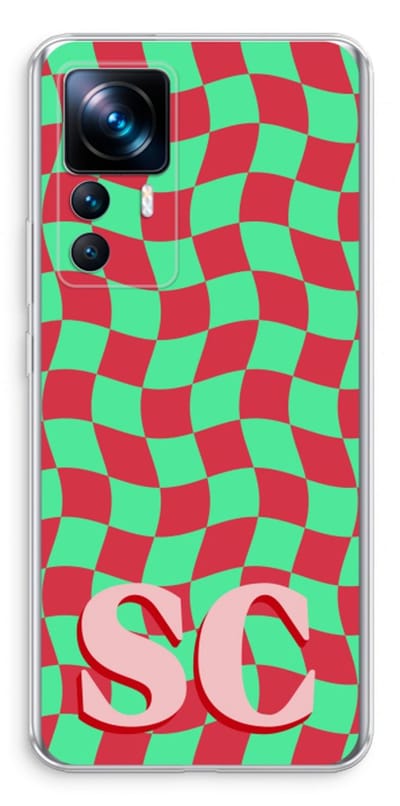 Gepersonaliseerd - Case Company® - Hoesje geschikt voor Xiaomi 12T hoesje - Grid Monogram - Soft Cover Telefoonhoesje - Bescherming aan alle Kanten en Schermrand