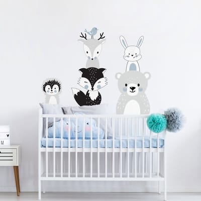 Muurstickers - Grappige dieren voor de kinderkamer - Zelfklevende stickers - 135x90cm