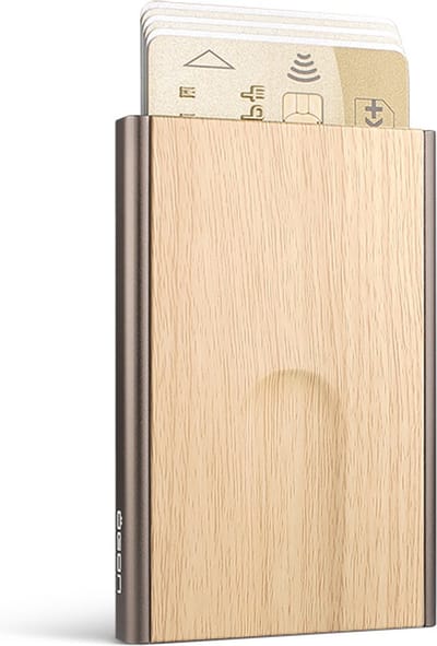 Ogon Designs Slider Pasjeshouder - 6 pasjes - Aluminium Creditcardhouder - RFID Anti-Skim - Bamboe Print