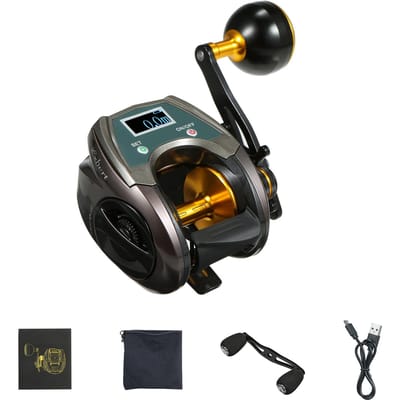 USB oplaadbare koolstofvezel baitcasting-reel 9 + 1BB elektrische visserij-reel met display hoge snelheid Right gray