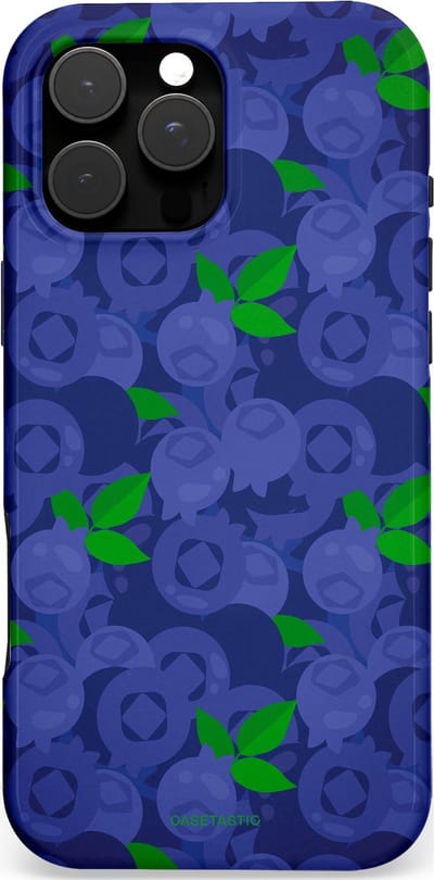 Casetastic hoesje geschikt voor Apple iPhone 16 Pro Max - MagSafe - Dubbellaagse bescherming - Berrytastic Blauwe Blueberry Bessen - Fashion Case - Donkerblauw Groen