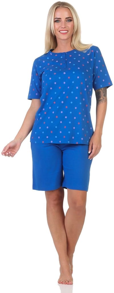 Normann dames pyjama met korte mouwen shorty in stippenlook - ook in grote maten