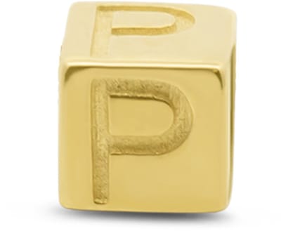 New Bling 9NBG-912P Gouden Kubus met Letter P - 3,8mm - hanger - 14 Karaat - Goud