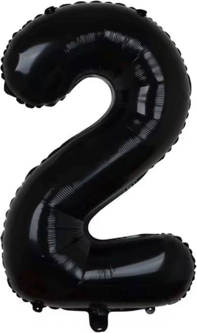 New Age Devi - Folie Ballon - Cijfer 2 - Zwart - 101cm