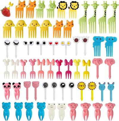 Mini Fruit Forks en Vork Picks - 60 Stuks Herbruikbare Tandenstokers voor Fingerfood, Verjaardagsfeesten en Lunchboxen