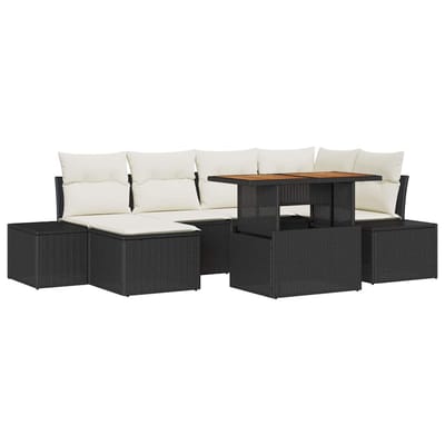 vidaXL - Tuinbank - Set - 7 - st - Zwart - en - Crème