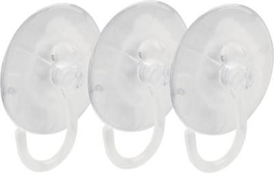 AMIG Ophanghaken met zuignap - 3x - kunststof - transparant - diameter 4 cm