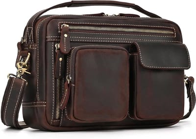 Vintage Leren Schoudertas voor Mannen - Casual Crossbody Tas voor Reizen en Zakelijk Gebruik